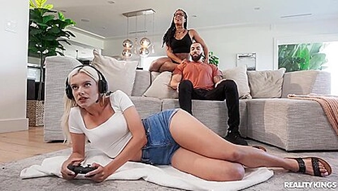 Ebony Gamer Girl Kira Noir, Controls The Cock