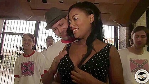Cute black girl gets gangbanged by whites