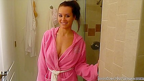 teen 18+ with very cute pair of boobies showering
