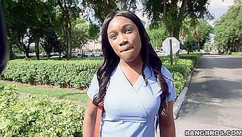 Hot Ebony Nurse Fucked On The Bus With Mercedes