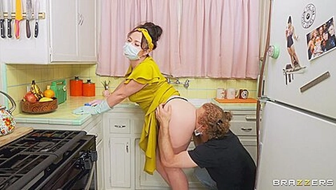 Naughty kitchen anal bash