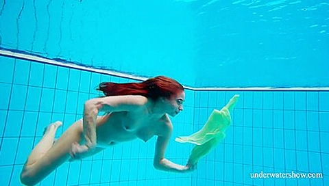 Hairy teen 18+ Babe Nina Mohnatka Swims In The Pool