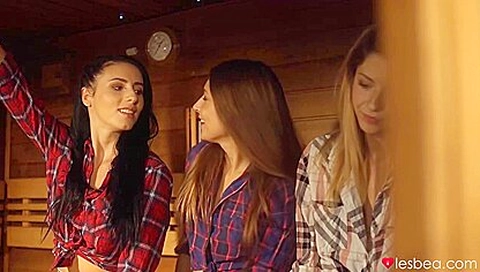 Talia Mint And Nelly Kent - Sex In Sauna And Under Waterfall