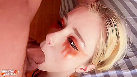 Babe Deepthroat And Cowgirl On Dick In Yellow Dress And Torn Tights