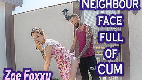Helping My Neighbour With A Face Full Of Cum - Cute Babe Outdoor 3d Porn - Zoe Foxxy