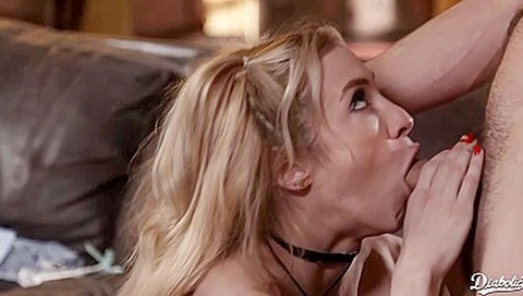 Gets Eaten Out And Screwed On Leather Couch With Lucas Frost And Aiden Ashley