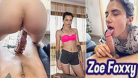 Zoe Foxxy - teen 18+ Brunette Quick Fuck On The Armchair; Amateur Pov Hardcore