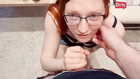 Charming Redhead Finafoxy Gets On Her Knees & Puts Her Stepdads Cock Inside Her Mout - Free Porn Video