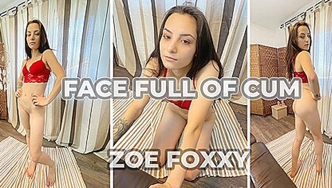Skinny Brunette Quick Fuck With Face Full Of Cum - Pov Quickie Facial - Zoe Foxxy