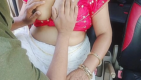 Sex On The Way Outdoor Fucking In The Car Or Press Their Boobs With Pleasure In The Woods
